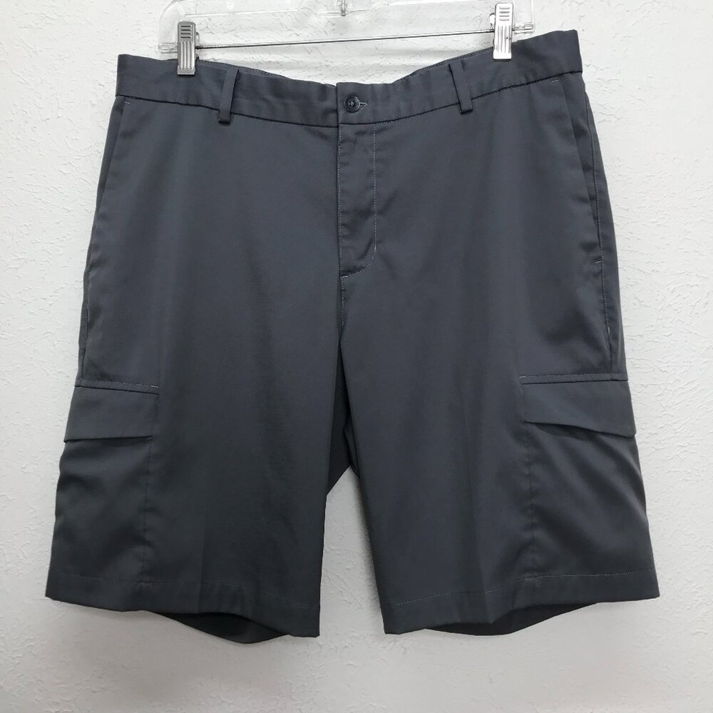 Nike‎ Golf Shorts Mens 34 Gray Standard Fit Dri-Fit Cargo Flat Front Flex